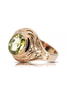 Anillo Yellow Peridot Oro rojo rosa de 14 quilates Joyería vintage vrc012r-yp Art Deco Estilo soviético ruso URSS